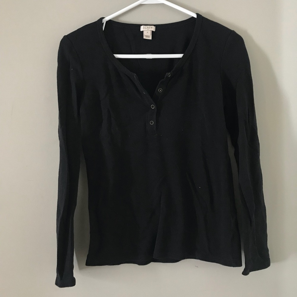J CREW black Henly button up shirt. Size medium